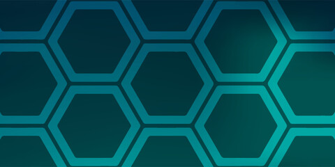 Abstract Hexagon Pattern With Teal And Navy Gradient Background For Tech And Modern Design.vector illustration eps10