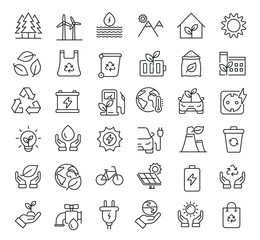 Set of collection line icons related Environment. Editable stroke. Perfect pixel on transparent background