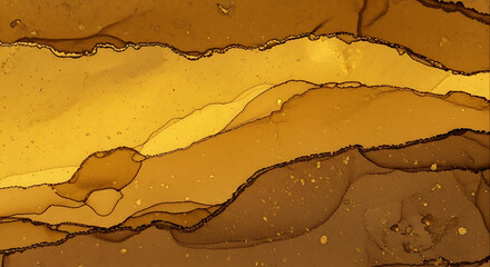 Abstract golden liquid texture with wavy organic lines and earthy hues