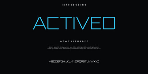 ACTIVED Abstract minimal modern alphabet fonts. Typography technology vector illustration