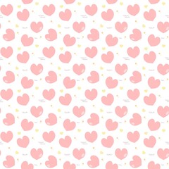 Seamless pattern of pink hearts on white background