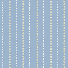Seamless polka dot pattern with vertical lines on blue background