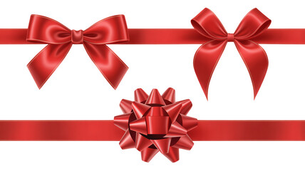 Elegant red ribbons and bows for adding a festive touch to holiday gifts and seasonal designs