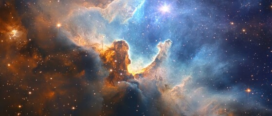 Stunning cosmic nebula showcasing vibrant colors and stars.