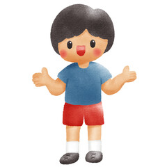 Watercolor student, children.  illustration