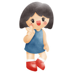 Watercolor student, children.  illustration