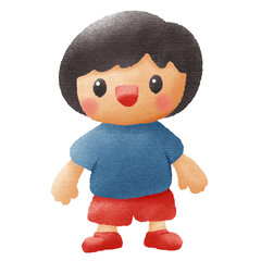 Watercolor student, children.  illustration