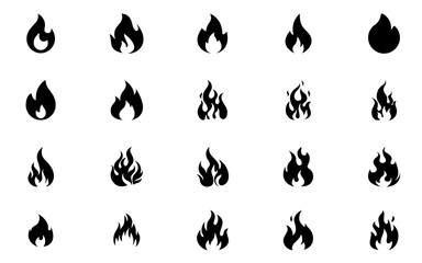 Fire Icon Vector Set, Flame Symbols and Burning Heat Illustration Collection