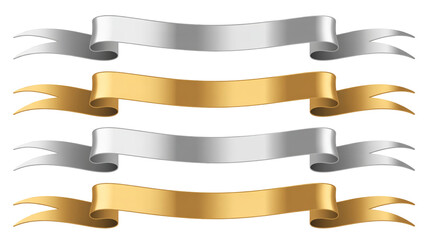 Obraz premium Elegant silver and gold ribbons set for awards, invitations, and promotional banners design needs