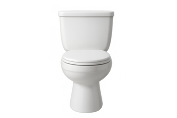 White ceramic toilet for bathroom plumbing and sanitation, providing modern hygiene on transparent background