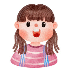 Watercolor student, children.  illustration