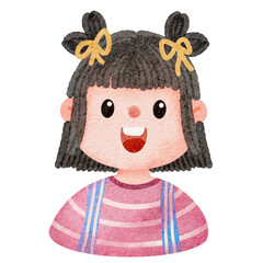 Watercolor student, children.  illustration