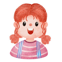 Watercolor student, children.  illustration