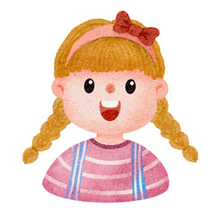 Watercolor student, children.  illustration