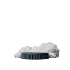 rocks background image, of a rendering 3d blank mockup black color curved cylinder