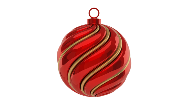 Striking red holiday ornament with gold accents ready to bring festive cheer to your designs