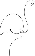 Minimalist goose icon vector in continuous line art. Modern one-line bird logo swan Concept