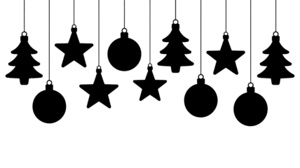 Elegant hanging Christmas ornaments outlines perfect for festive designs