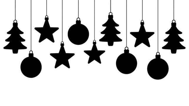 Elegant hanging Christmas ornaments outlines perfect for festive designs