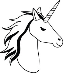 Magical unicorn head silhouette isolated on transparent background