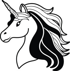 Modern unicorn mascot silhouette isolated on transparent background