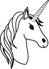 Side view unicorn head silhouette isolated on transparent background