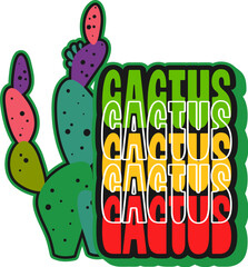 Wild West desert cactus western Y2K groovy sticker. American history Y2K vector tag, western ranch and rodeo label. Texas country culture sticker with cactus desert plant and colorful typography
