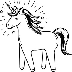 Smiling magical unicorn silhouette isolated on transparent background