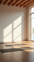 Obraz premium Yoga mats in a room with a large window