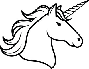 Unicorn head monogram silhouette isolated on transparent background