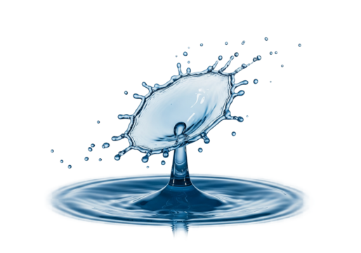 Stunning water drop collision creates beautiful splash, perfect for clean energy, health, and nature concepts, a vibrant and dynamic element for your designs