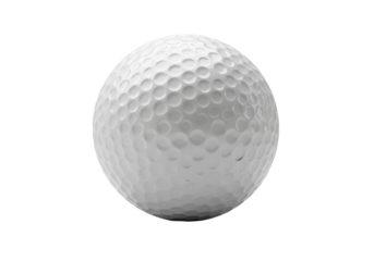 Professional golf ball close-up on a transparent backdrop, perfect for sports marketing, golfing merchandise, and athletic equipment promotions to drive sales
