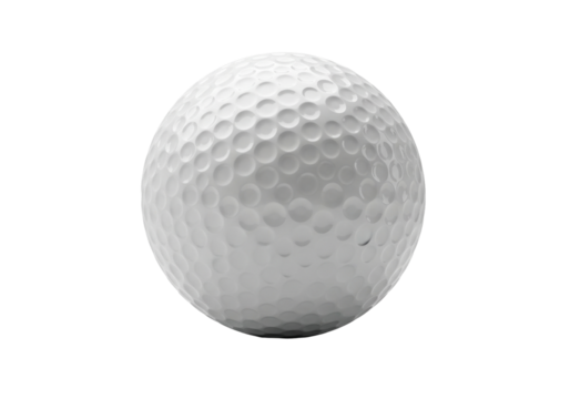 Professional golf ball close-up on a transparent backdrop, perfect for sports marketing, golfing merchandise, and athletic equipment promotions to drive sales