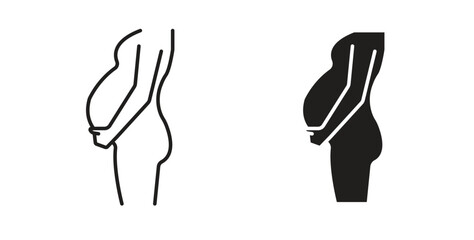 Pregnancy icons with simple flat and thin stroke style