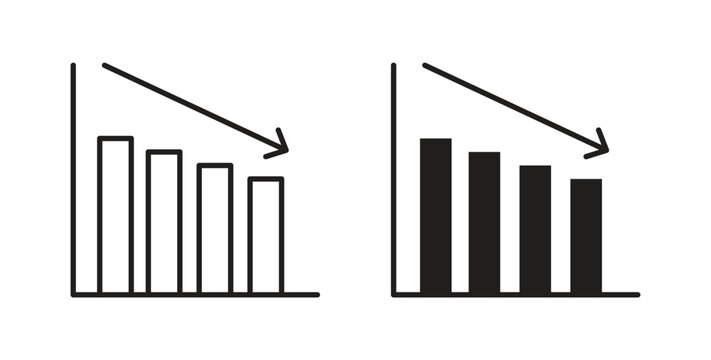 Reduction chart icons with simple flat and thin stroke style