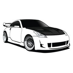 nissan 350z black and white vector
