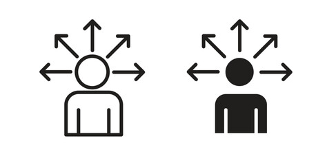 Self awareness icons with simple flat and thin stroke style