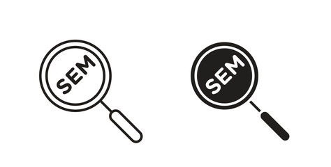 SEO icons with simple flat and thin stroke style
