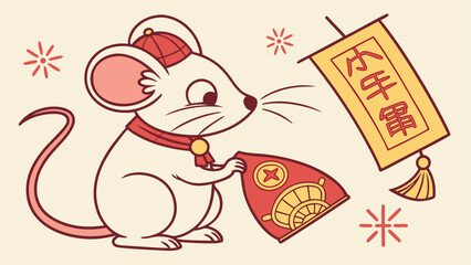 Happy Chinese New Year 2020 Rat Zodiac – Cute Mouse Cartoon Lunar New Year Greeting, Asian Festival Vector Illustration