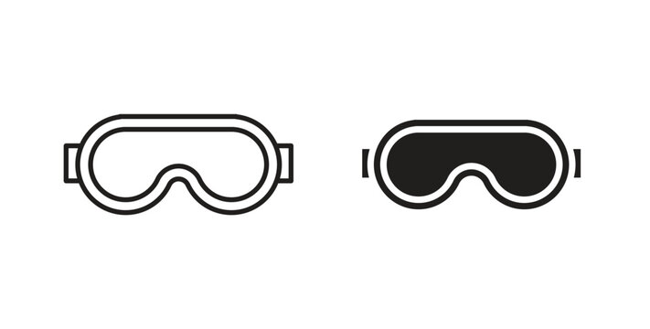 Ski goggles icons with simple flat and thin stroke style