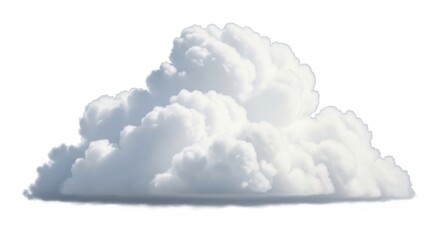 A fluffy cumulus cloud with distinct textured edges isolated on a clean white background for easy integration into designs isolated on white background
