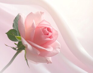 Close-up of a blooming, delicate pink flower with soft, light backdrop