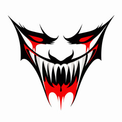 Tribal skull tattoo vector design with decorative wings and heraldic elements