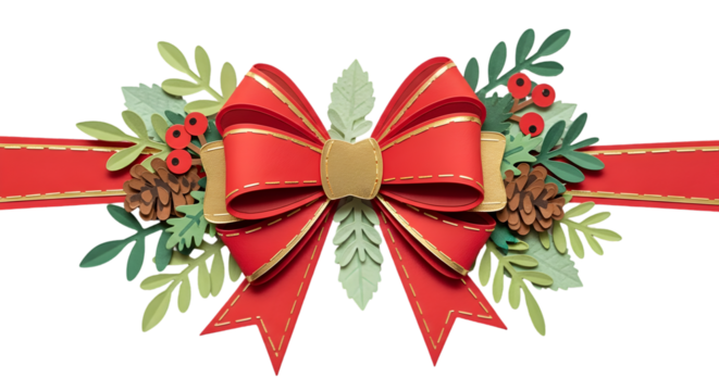 christmas holly with red bow