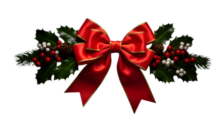 christmas holly with red bow