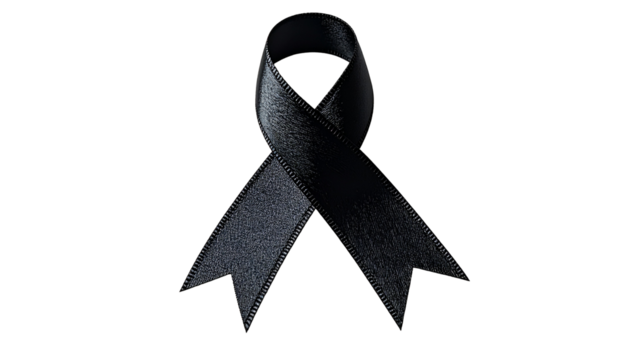 Black ribbon mourning symbol grief remembrance sorrow loss death funeral sympathy condolences dark color support awareness,