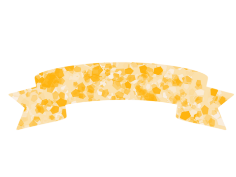 Curved, stylized ribbon with pointed ends, rendered in shades of yellow and gold