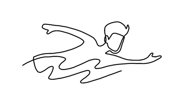 Continue line animation of man swimming