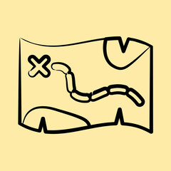 Icon map. Pirates theme elements. Icon in hand drawn style.
