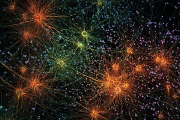 Fototapeta premium Neuro-Fireworks: Neurons exploding like fireworks, releasing neurotransmitters into the neural sky.